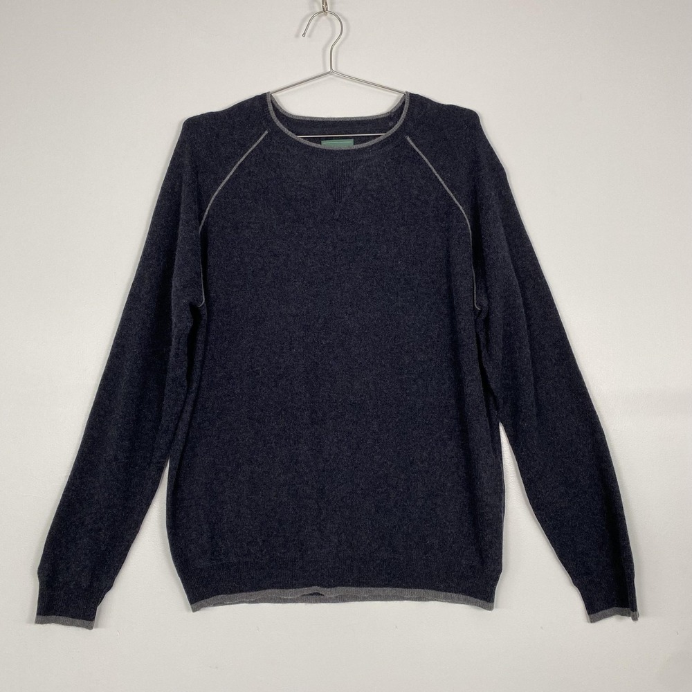Hammacher Schlemmer Sweater Mens 2XL Gray Cashmere Crewneck Pullover Knit Luxury